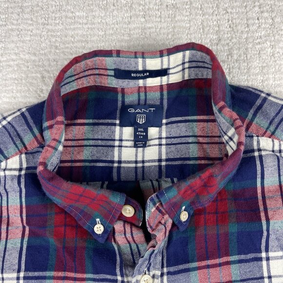GANT Lumberjack Flannel Shirt 3XL Men Thick Cotton Check Regular Fit (read) - Picture 9 of 16